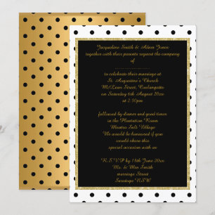 Invitación Black Gold Spot elegante papel de boda Gold