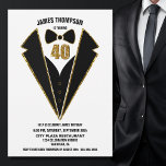 Invitación Black Gold Tuxedo 40th Birthday Party<br><div class="desc">Celebrate your 40th birthday in style and invite your friends and loved ones to your birthday celebration with this black and gold tuxedo invitation.</div>
