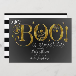 Invitación Black Gold White BOO Elegante Baby Shower