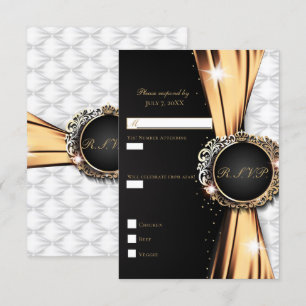 Invitación Black Gold & White Elegant Luxury Wedding RSVP