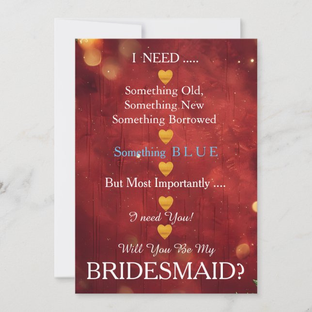 Invitación Black & Gold with Heart Will You Be my Bridesmaid (Anverso)