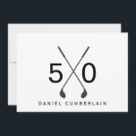 Invitación Black Golf Simple 50 cumpleaños<br><div class="desc">Cincuenta. 50.ª Invitación de cumpleaños. Fecha,  lugar,  RSVP incluido. Blanco y negro. Sencillo. Golf.</div>