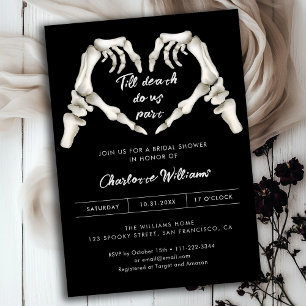 Invitación Black Gothic Love Halloween Bridal Shower