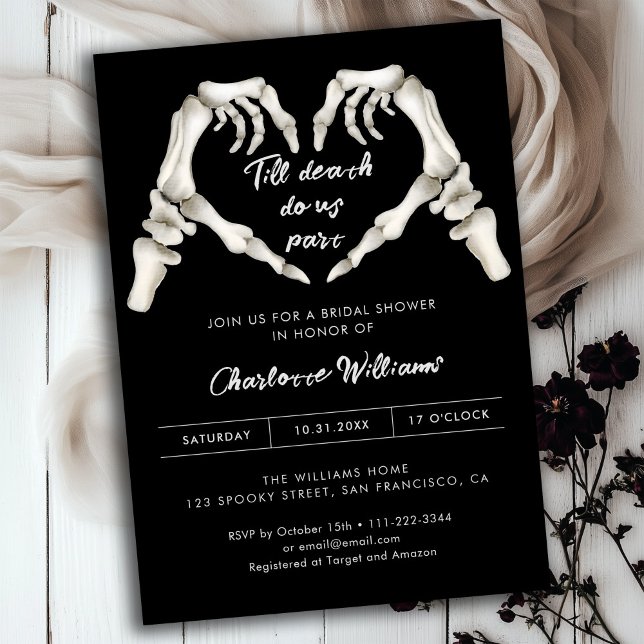 Invitación Black Gothic Love Halloween Bridal Shower (Subido por el creador)