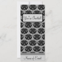 Black Gray Art Nouveau Damask Feliz cumpleaños Fie