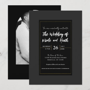 Invitación Black Gray Gold Modern Minimal Elegant Wedding