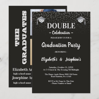 Invitación Black Gray joint Celebration Graduation 2 photos