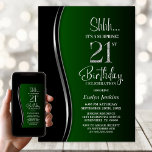 Invitación Black Green Surprise 21st Birthday<br><div class="desc">Invite a sus amigos y seres queridos con esta moderna invitación a la fiesta de cumpleaños 21 en negro y verde. El área de texto de personalizable de esta plantilla de invitación le permite incluir sin esfuerzo todos los detalles necesarios para su celebración especial de cumpleaños, incluyendo la fecha, hora,...</div>