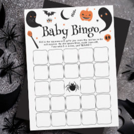 Invitación Black Halloween Baby Shower Baby Bingo Game Card