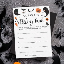 Invitación Black Halloween Baby Shower Baby Food Game Card