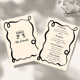 Invitación Black Hand Drawn Champagne Whimsical Wedding