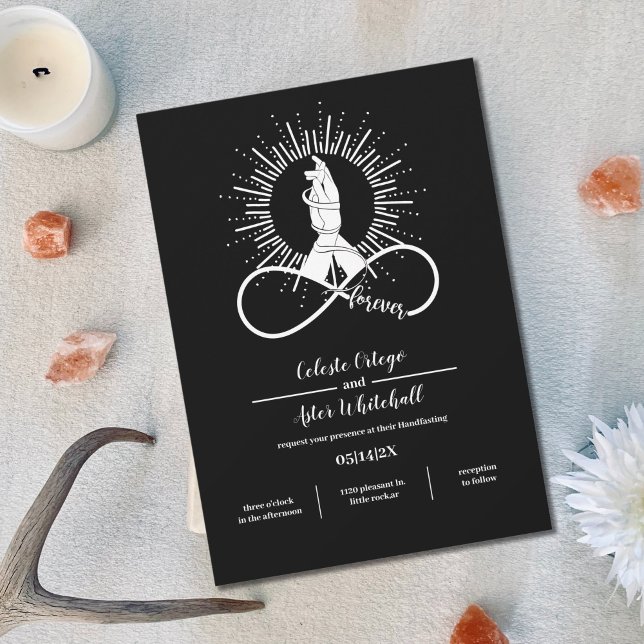 Invitación Black Handfasting Forever Hands Wiccan Union (Subido por el creador)