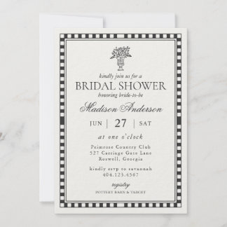 Invitación Black Harlequin Checkered Bridal Shower