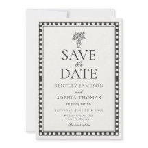 Black Harlequin Checkered Save the Date
