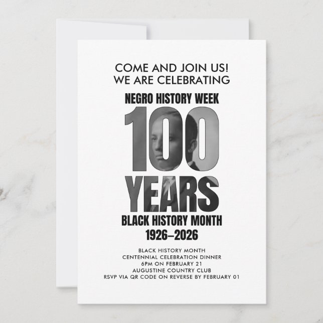 Invitación BLACK HISTORY MONTH Centennial Dinner (Anverso)