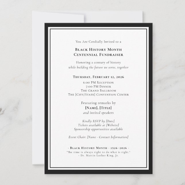 Invitación Black History Month Centennial Formal Fundraiser (Anverso)