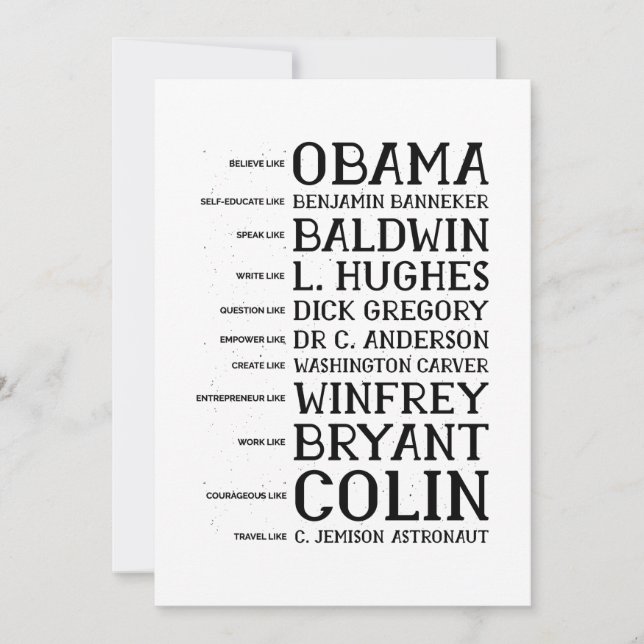 Invitación black history month legends icons (Anverso)