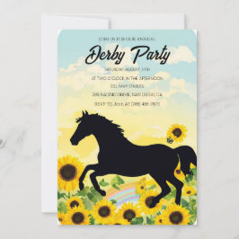 Invitación Black Horse Silhouette Sunflower Kentucky Derby Pa