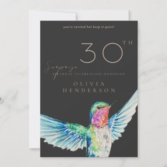 Invitación Black Hummingbird ANY Surprise Birthday Invitation (Anverso)