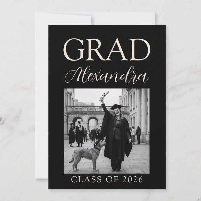 Invitación Black Ivory Veterinary Medicine Graduation Party (Anverso)