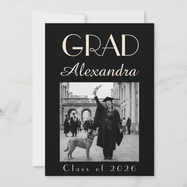 Invitación Black Ivory Veterinary Medicine Graduation Party (Anverso)