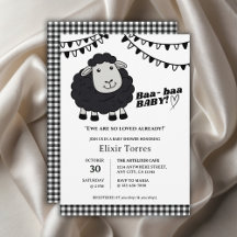 Black Kawaii Little Lamb Baby Shower