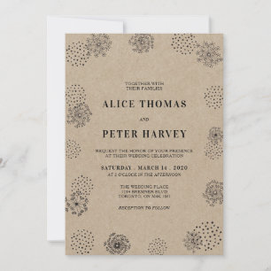 Invitación Black & Kraft   Ceremonia de Boda Simple Moderna