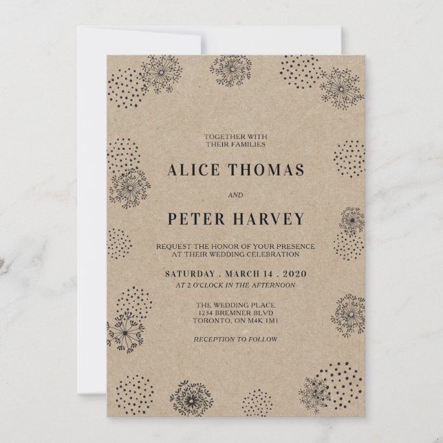 Invitación Black & Kraft | Ceremonia de Boda Simple Moderna (Anverso)