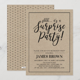Invitación Black & Kraft   Fiesta de Jubilación Sorpresa Mode