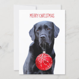 Invitación Black Lab Feliz Navidad - Perro Cute Labrador
