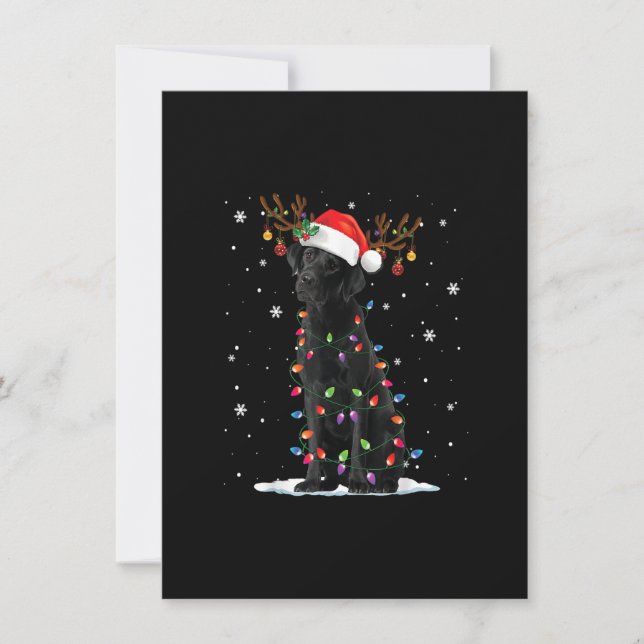 Invitación Black Lab Labrador Dog Christmas Lights Xmas Santa (Anverso)
