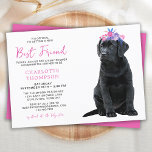 Invitación Black Labrador Retriever Baby Shower Simple Cute<br><div class="desc">Invite a sus amigos y familiares a celebrar la llegada de su chica de recién nacido con este adorable cachorro negro de laboratorio invitaciones a la ducha de bebé, accesorios de fiesta y regalos. Un labrador negro dulce que recupera cachorro bebé con flores rosadas y moradas. Este diseño sencillo y...</div>