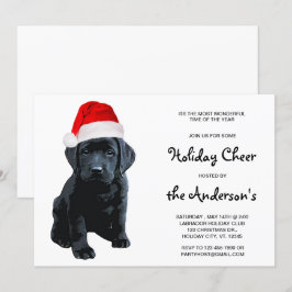 Invitación Black Labrador Santa Dog Feliz Navidad