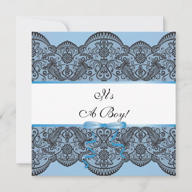 Invitación Black Lace Boy Baby Shower (Anverso)