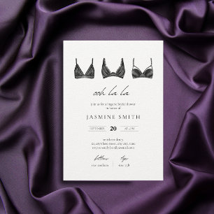 Invitación Black Lace Lingerie Bridal Shower Moderno