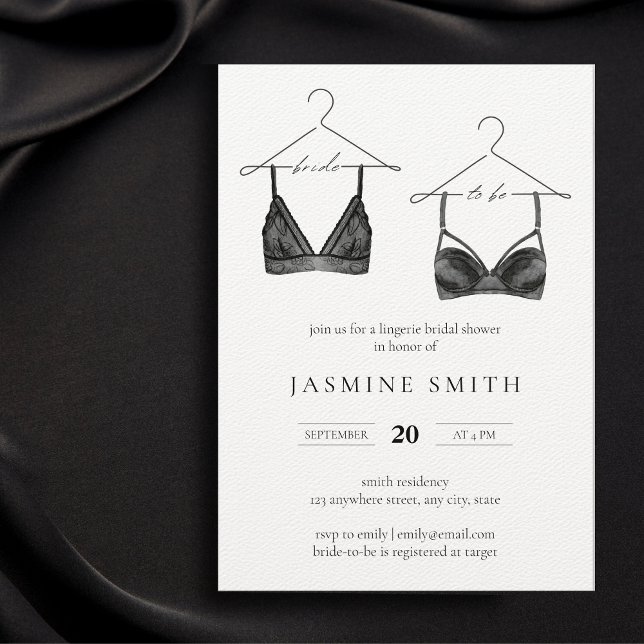 Invitación Black Lace Lingerie Bridal Shower Moderno (Subido por el creador)