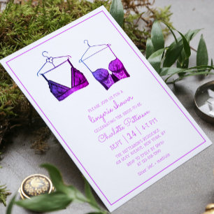 Invitación Black Lace Watercolor Lingerie Bridal Shower