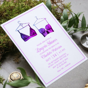 Invitación Black Lace Watercolor Lingerie Bridal Shower