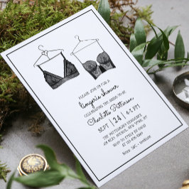 Invitación Black Lace Watercolor Lingerie Bridal Shower