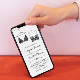 Invitación Black Lace Watercolor Lingerie Bridal Shower