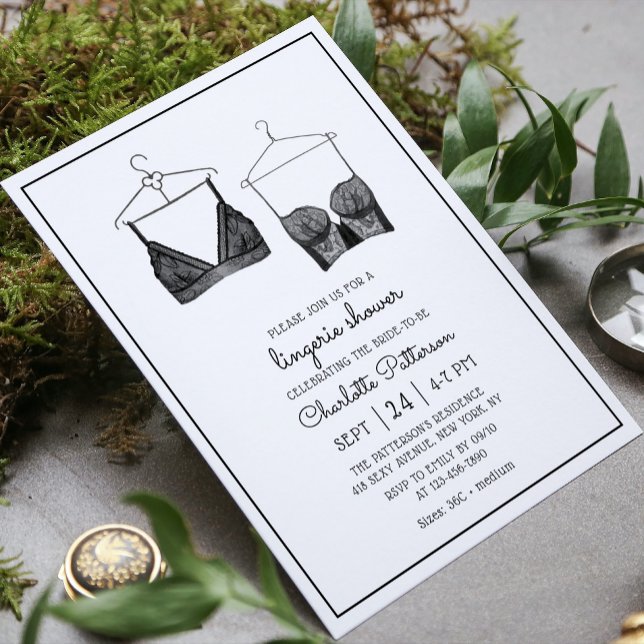 Invitación Black Lace Watercolor Lingerie Bridal Shower (Subido por el creador)