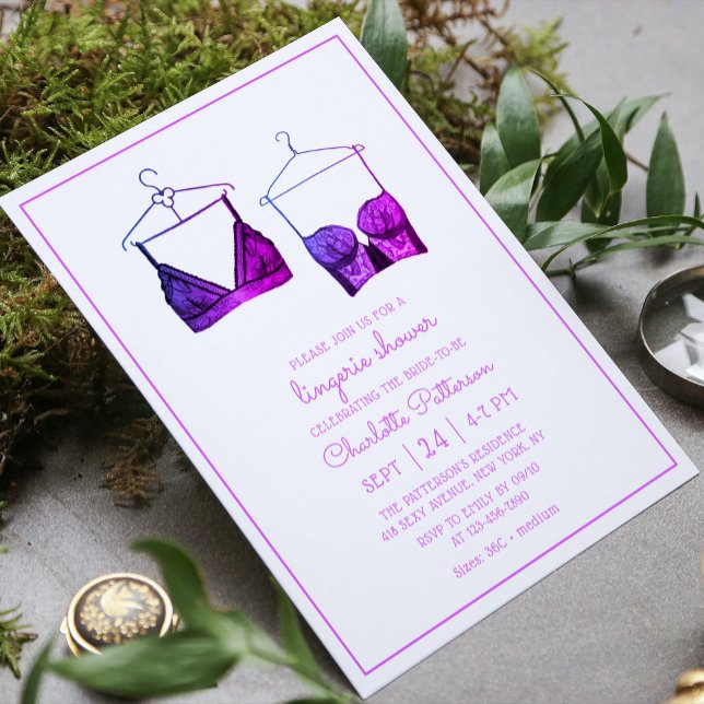 Invitación Black Lace Watercolor Lingerie Bridal Shower (Subido por el creador)