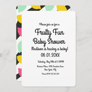 Invitación Black Lemons Colorful Fruity Baby Shower