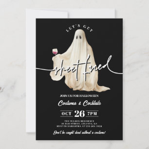 Invitación Black Let's Get Sheet Faced Funny Halloween