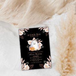 Invitación Black Little Boo Boho Ghost Halloween Baby Shower
