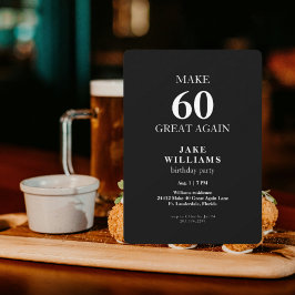 Invitación Black Make 60 Great Again Birthday Party