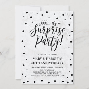 Invitación Black & Marble   50º Aniversario de Bodas Sorpresa