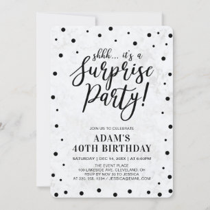 Invitación Black & Marble   Fiesta de cumpleaños moderna sorp