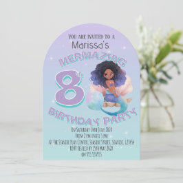 Invitación Black Mermaid Age Birthday Party Invitation
