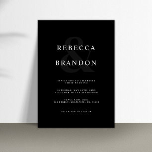 Invitación Black Minimalist Ampersand All in One Wedding